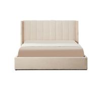 MENZZO Lit double Magorial avec sommier relevable 180x200cm Tissu Bouclette Crème - Tissu bouclette,Tissu L190 x P217 x H110 cm<br