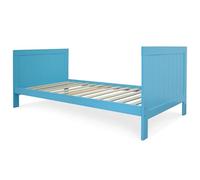Menzzo Lit Enfant avec sommier 90x190cm Calisson Bleu - Structure Bois & Textile, Design Moderne pour Chambre d’Enfant