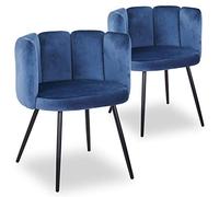 Menzzo Lot de 2 chaises Amela Velours Bleu