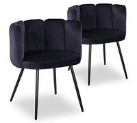 Menzzo Lot de 2 chaises Amela Velours Noir