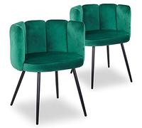 Menzzo Lot de 2 chaises Amela Velours Vert