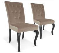 MENZZO Lot de 2 chaises Beata velours Taupe - Chaises Salle À Manger