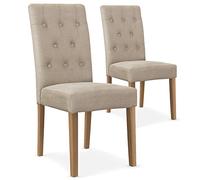 Menzzo Lot de 2 chaises Cecil Tissu Beige