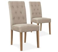 MENZZO Lot de 2 chaises Cecil Tissu Beige - Chaises Salle À Manger