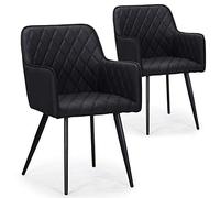 Menzzo Lot de 2 chaises Clark Simili Noir
