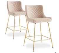 Lot de 2 chaise de bar 3s x home interieur non empilable non pliable en metal H. 91 cm beige Beige G