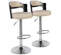 Menzzo Lot de 2 chaises de Bar Ruben Bois Noir & Simili Crème