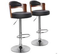 Paris Prix – Chaise de bar Menzzo – Lot de 2, bois H110 cm, intérieur, noir & multicolore G