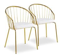 Menzzo Lot de 2 Chaises EVENTILLE Simili Blanc - Fauteuils Design Modernes Confortables avec Accoudoirs - Chaises Élégantes pour Salle à Manger, Salon ou Bureau