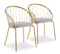 Menzzo Lot de 2 chaises/fauteuils Eventille Velours Taupe