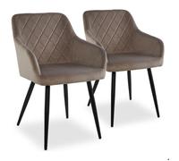 MENZZO Lot de 2 chaises Mariette Velours Taupe - Chaises Salle À Manger