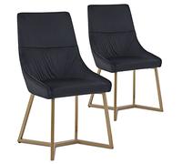 Menzzo Lot de 2 chaises matelassées Foldie Velours Noir