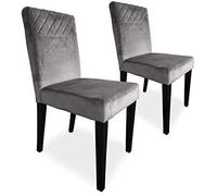 Menzzo Lot de 2 chaises matelassées Milo Velours Argent