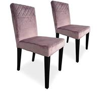 Menzzo Lot de 2 chaises matelassées Milo Velours Rose