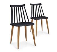 Menzzo Lot de 2 chaises scandinaves Houlgate Noir