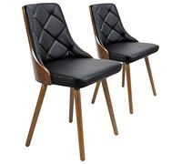 Menzzo Lot de 2 Chaises Scandinaves LALIX Bois Noisette & Noir - Chaises Salle à Manger Design Moderne avec Assise Confortable - Style Nordique pour Cuisine & Salon