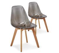Menzzo Lot de 2 chaises scandinaves Larry Plexi Fumé