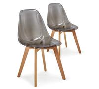 MENZZO Lot de 2 chaises scandinaves Larry Plexi Fumé - Chaises Salle À Manger