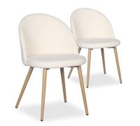 Menzzo Lot de 2 chaises scandinaves Maury Tissu Bouclette crème
