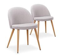 Menzzo Lot de 2 chaises scandinaves Maury Tissu Gris Clair