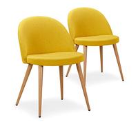 Menzzo Lot de 2 chaises scandinaves Maury Tissu Jaune dc5106lot2yellowfabric