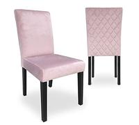 Menzzo Lot de 2 chaises Shaliman Velours Rose