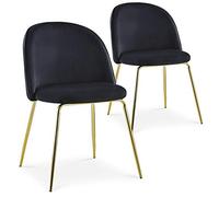 Menzzo Lot de 2 chaises Spectra Velours Noir