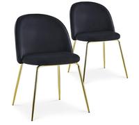 MENZZO Lot de 2 chaises Spectra Velours Noir - Chaises Salle À Manger