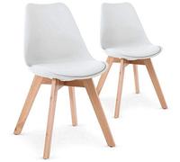Menzzo Lot de 2 chaises Style scandinave Bovary Blanc