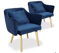 MENZZO Lot de 2 fauteuils scandinaves Dantes Tissu Bleu