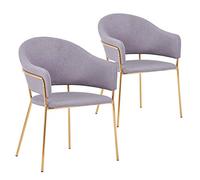 Menzzo Lot de 2 fauteuils Ulrick en Tissu Gris - Sièges contemporains Confortables avec Structure métal et Pieds dorés