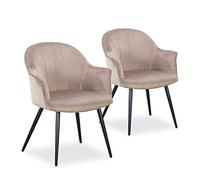 Menzzo Lot de 2 Fauteuils Williams Velours Taupe