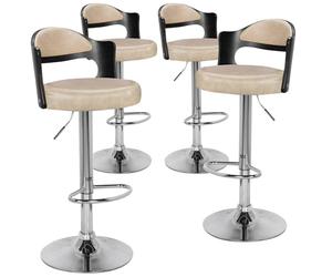 Menzzo Lot de 4 chaises de Bar Ruben Bois Noir et Simili Crème