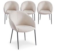 MENZZO Lot de 4 chaises design enveloppant Ingrid Tissu beige - Chaises Salle À Manger
