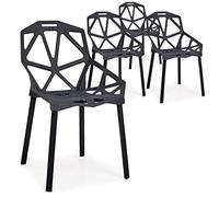Menzzo Lot de 4 chaises Dossier Toile d'araignée Spider Noir