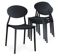 Menzzo Lot de 4 chaises empilables Balagan Noir