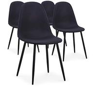 Menzzo Lot de 4 chaises Gao Simili P.U. Noir