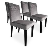 Menzzo Lot de 4 chaises matelassées Milo Velours Argent