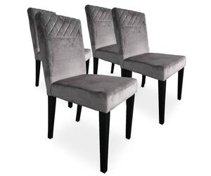 Menzzo Lot de 4 chaises matelassées Milo Velours Argent