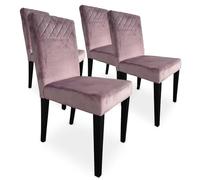 Menzzo Lot de 4 chaises matelassées Milo Velours Rose