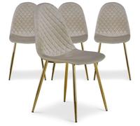MENZZO Lot de 4 chaises matelassées Norway Velours Taupe - Chaises Salle À Manger
