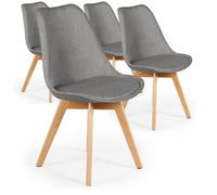 MENZZO Lot de 4 chaises scandinaves Conor tissu Gris - Chaises Salle À Manger