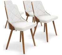 Menzzo Lot de 4 chaises scandinaves Lalix Bois Noisette et Blanc