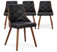 Menzzo Lot de 4 chaises scandinaves Lalix Bois Noisette et Noir