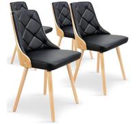 Menzzo Lot de 4 chaises scandinaves Lalix Chêne Clair et Noir