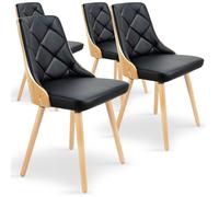 MENZZO Lot de 4 chaises scandinaves Lalix Chêne Clair et Noir - Chaises Salle À Manger