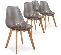 Menzzo Lot de 4 chaises scandinaves Larry plexi Fumé