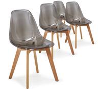 Menzzo Lot de 4 chaises scandinaves Larry plexi Fumé