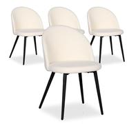 Menzzo Lot de 4 chaises scandinaves Maury Tissu Bouclette crème