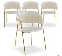 Lot de 4 Chaises en Velours "Batora" 79cm Beige
